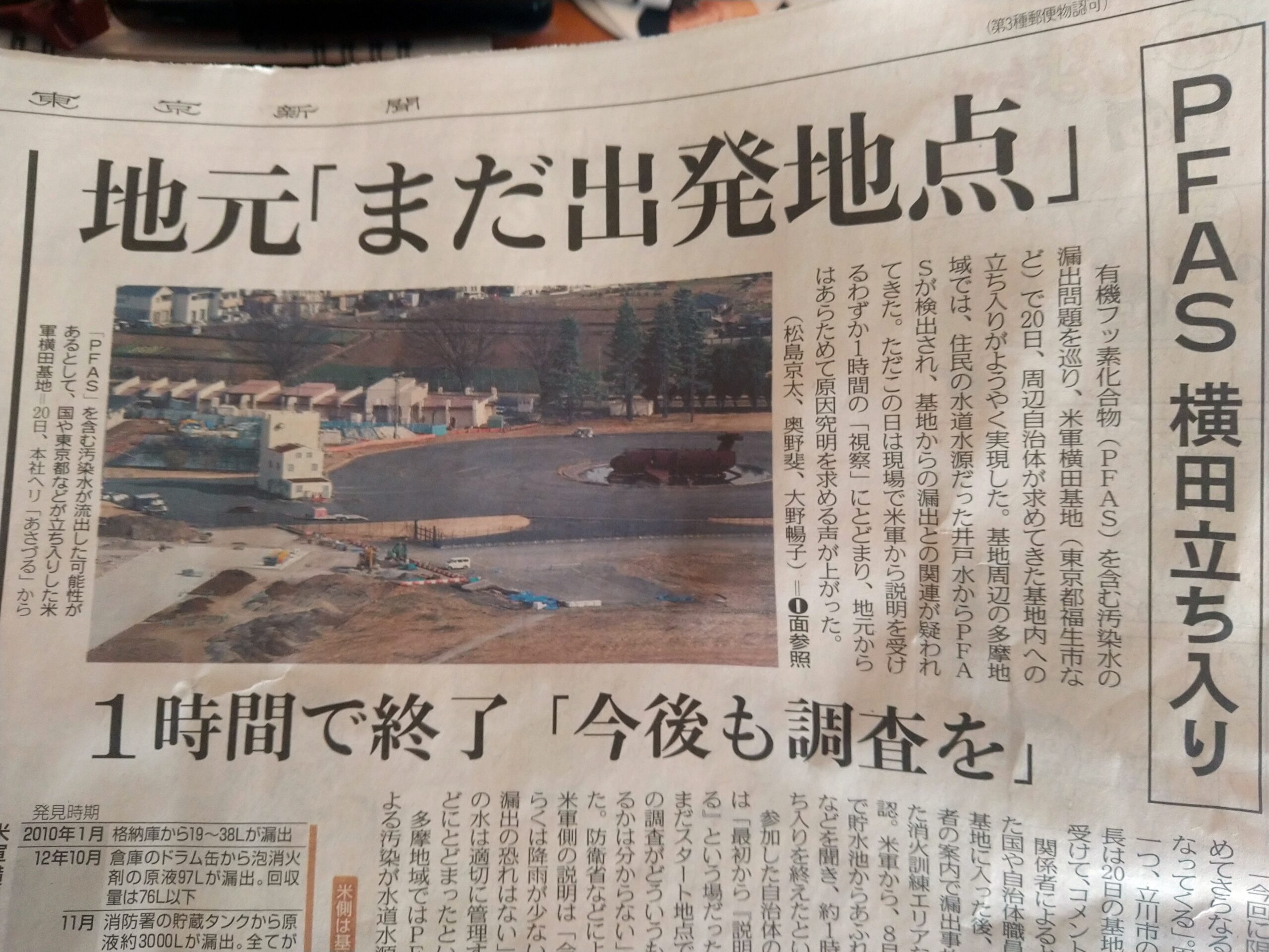 府中市PFAS 国や都、周辺自治体などが横田基地へ立ち入り・・PFAS汚染 
